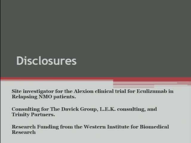 Neuromyelitis Optica Spectrum Disorder (NMOSD) Scientific Update