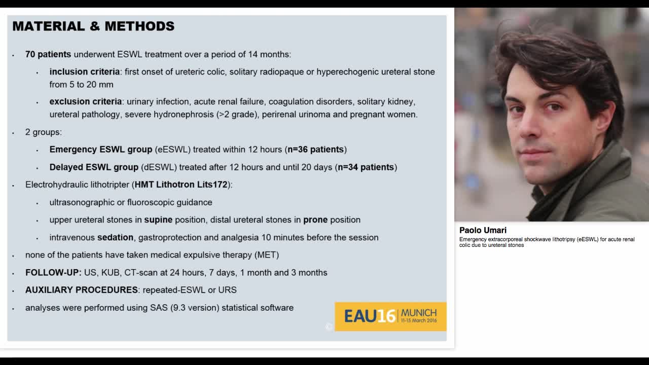 Emergency extracorporeal shockwave lithotripsy (eESWL) fo-