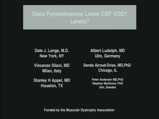 Does Pyrimethamine Lower CSF SOD1 In FALS