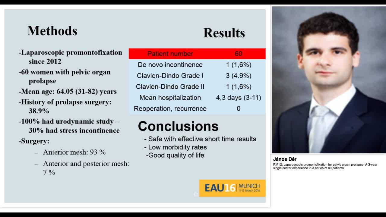 RM12, Laparoscopic promontofixation for pelvic organ prol-