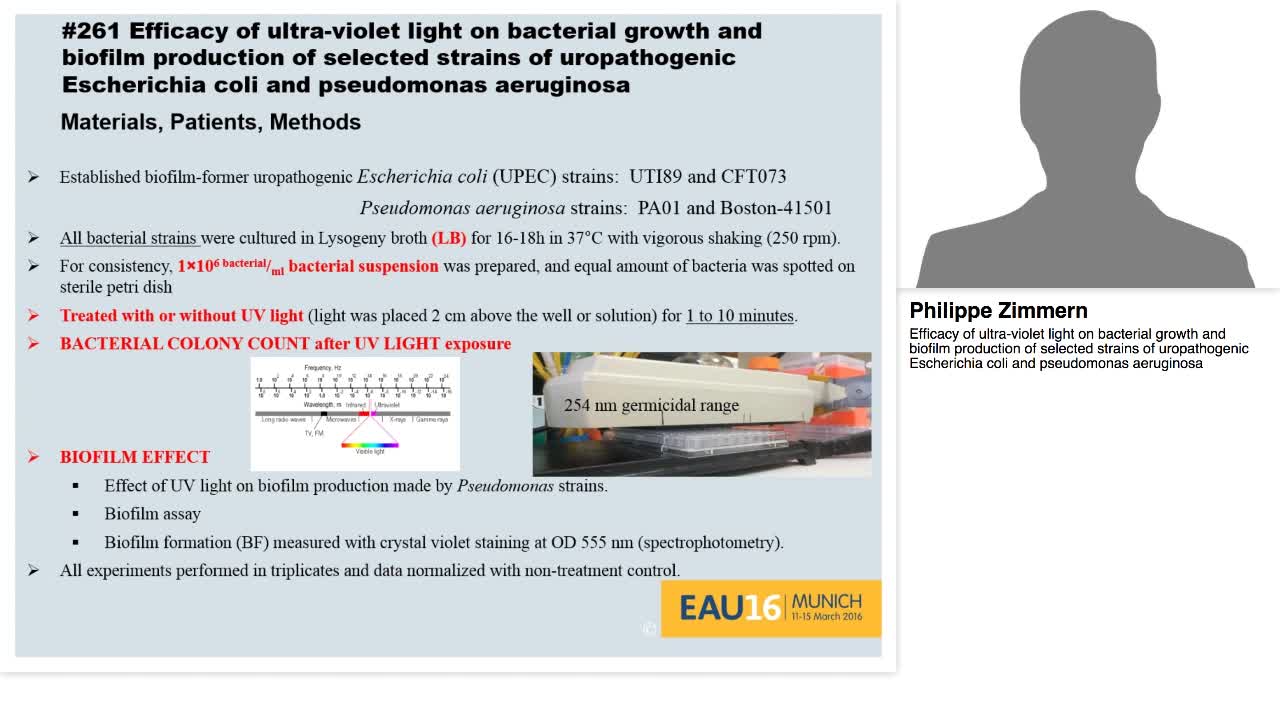 Efficacy of ultra-violet light on bacterial growth and bi-