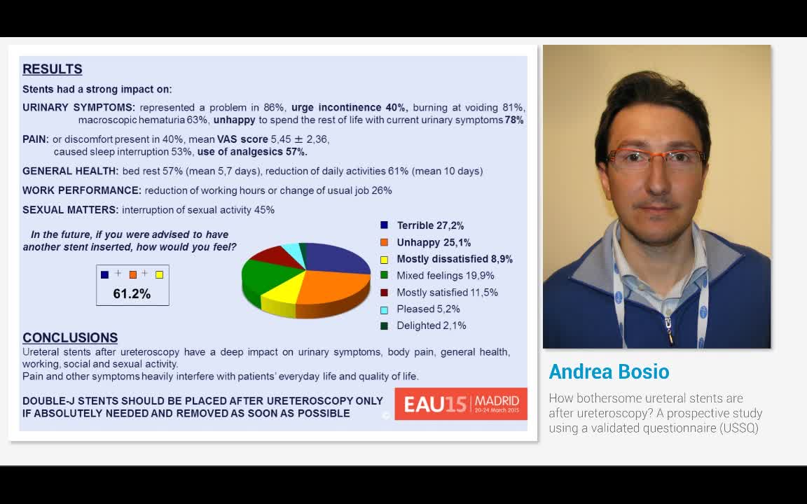 How bothersome ureteral stents are after ureteroscopy A ..-