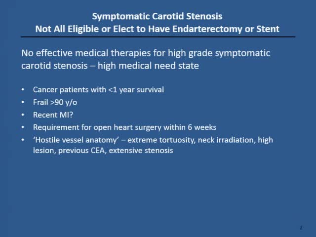 Non-Invasive Therapy of Symptomatic High Grade Carotid Stenosis Using [Tin-117m]-DOTA-Annexin V