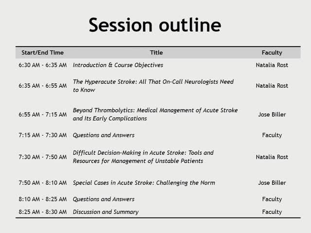 C25 Update on Medical Management of Stroke