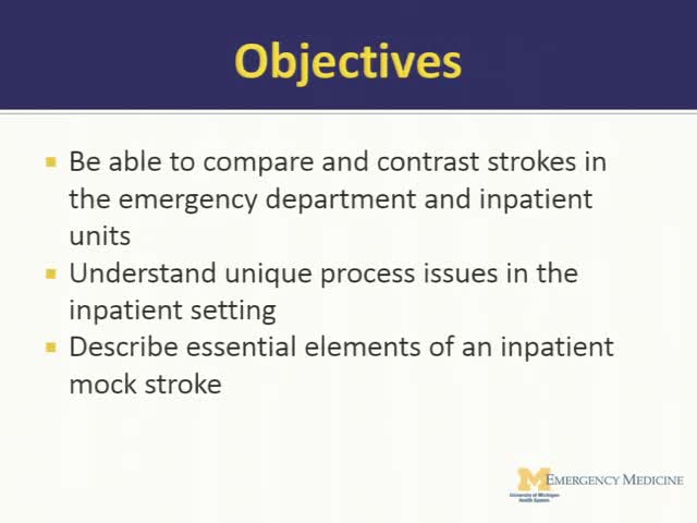 Conducting Mock Strokes in Hosptital Setting Other than the Emergency Department
