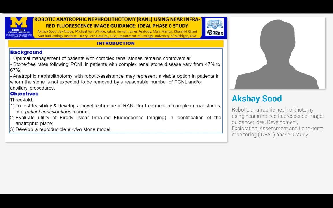 Robotic anatrophic nephrolithotomy using near infra-red f..-