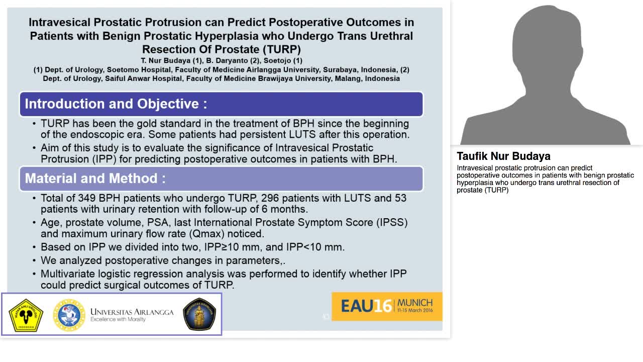 Intravesical prostatic protrusion can predict postoperati-