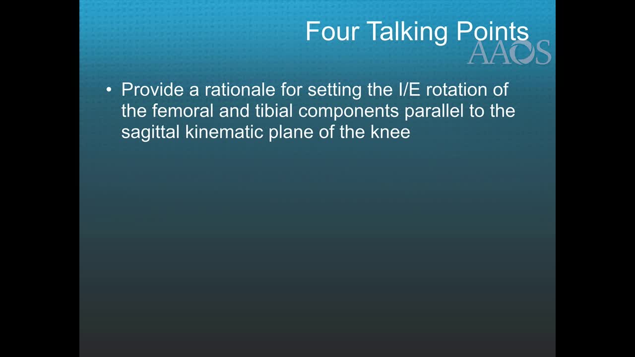 Reliability and Function fromACSetting IE Component Rotation Parallel to the Sagittal Kinematic Plane in TKA