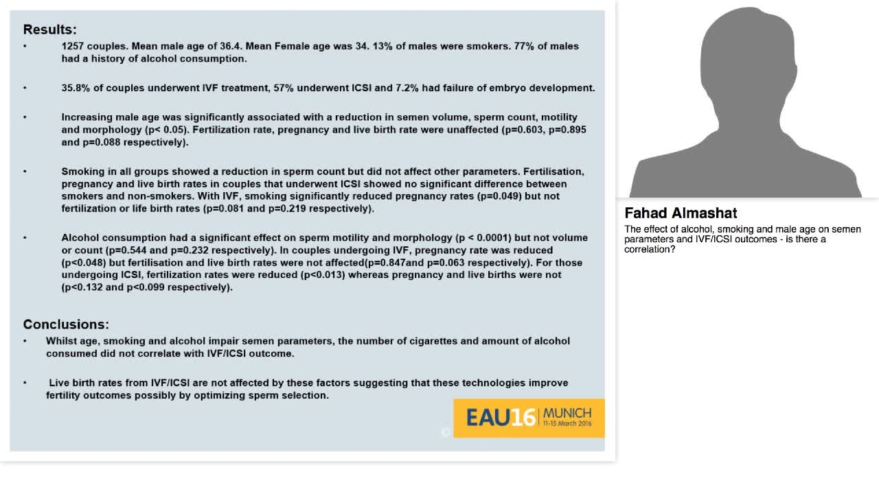 The effect of alcohol, smoking and male age on semen para-
