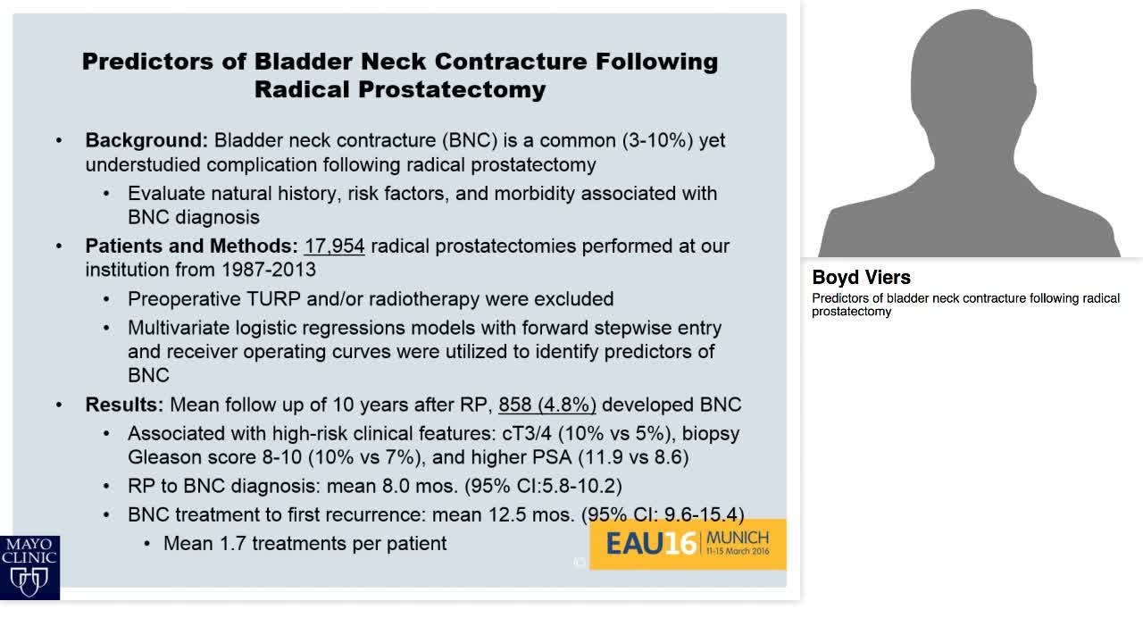 Predictors of bladder neck contracture following radical -
