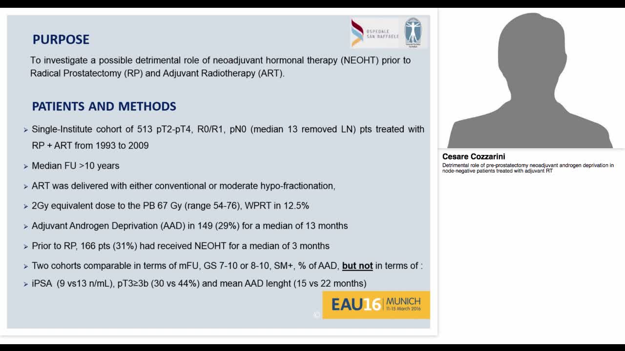 Detrimental role of pre-prostatectomy neoadjuvant androge-