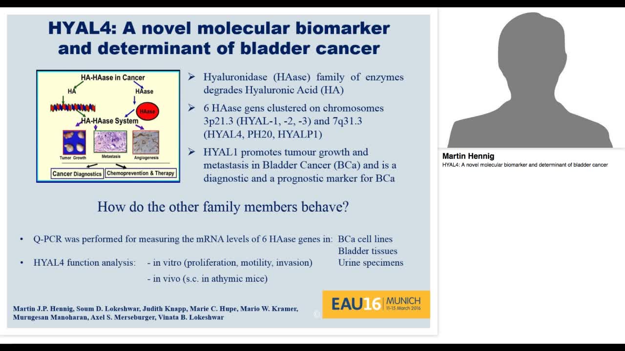HYAL4, A novel molecular biomarker and determinant of bla-
