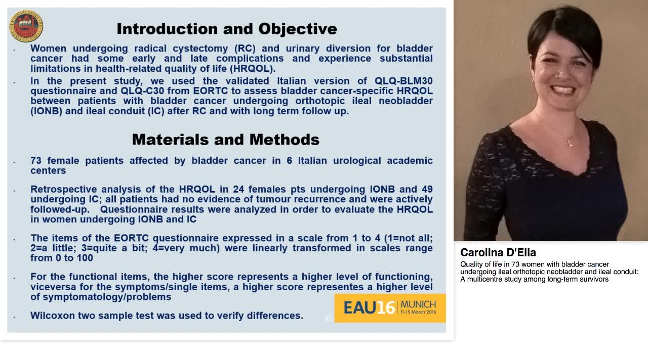 Quality of life in 73 women with bladder cancer undergoin-