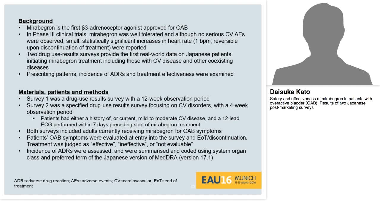 Safety and effectiveness of mirabegron in patients with o-