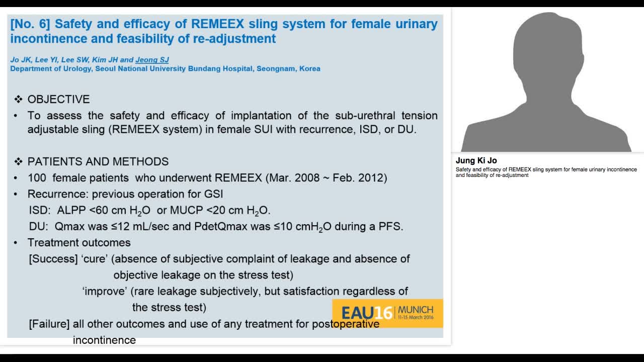 Safety and efficacy of REMEEX sling system for female uri-