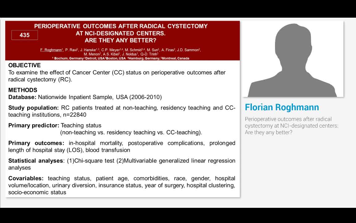 Perioperative outcomes after radical cystectomy at NCI-de..-