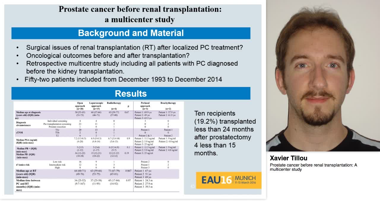 Prostate cancer before renal transplantation, A multicent-