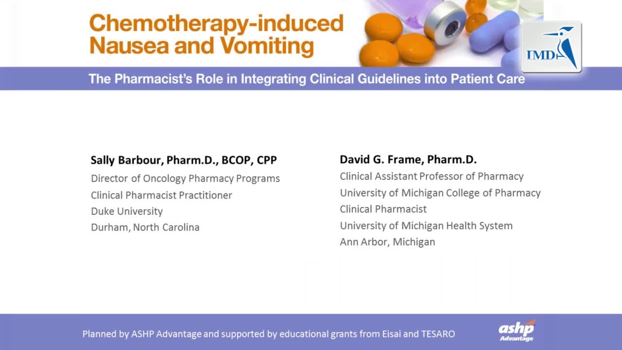 CINV - 药剂师在整合临床指南到护理中的角色