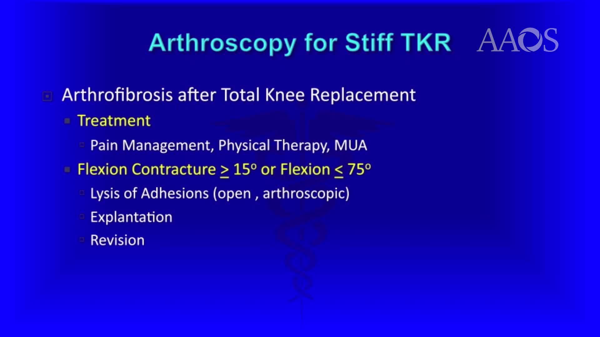 Arthroscopic Lysis of AdhesionsFor the Stiff Total Knee Replacement