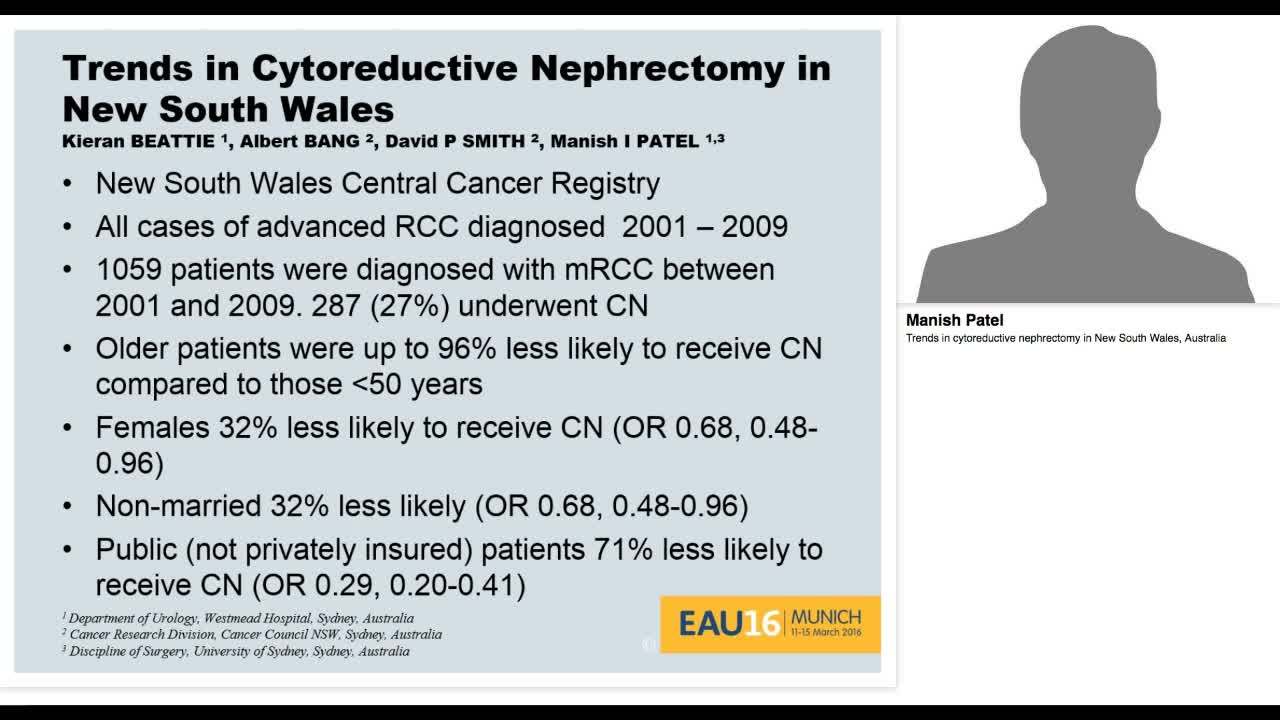 Trends in cytoreductive nephrectomy in New South Wales, A-