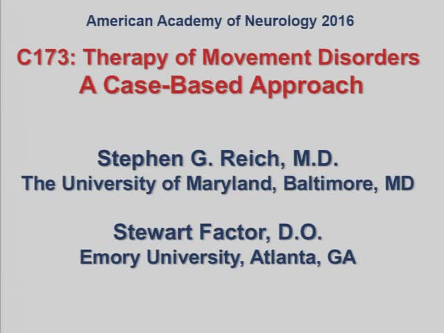 C173 Therapy ofMovement Disorders A Case-Based Approach