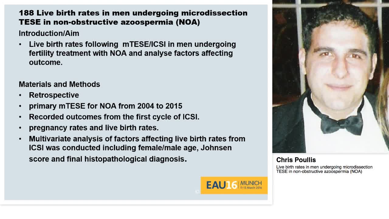 Live birth rates in men undergoing microdissection TESE i-