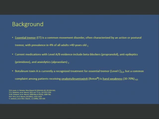肉毒杆菌毒素治疗特发性震颤&mdash;&mdash;一种定制的方法。