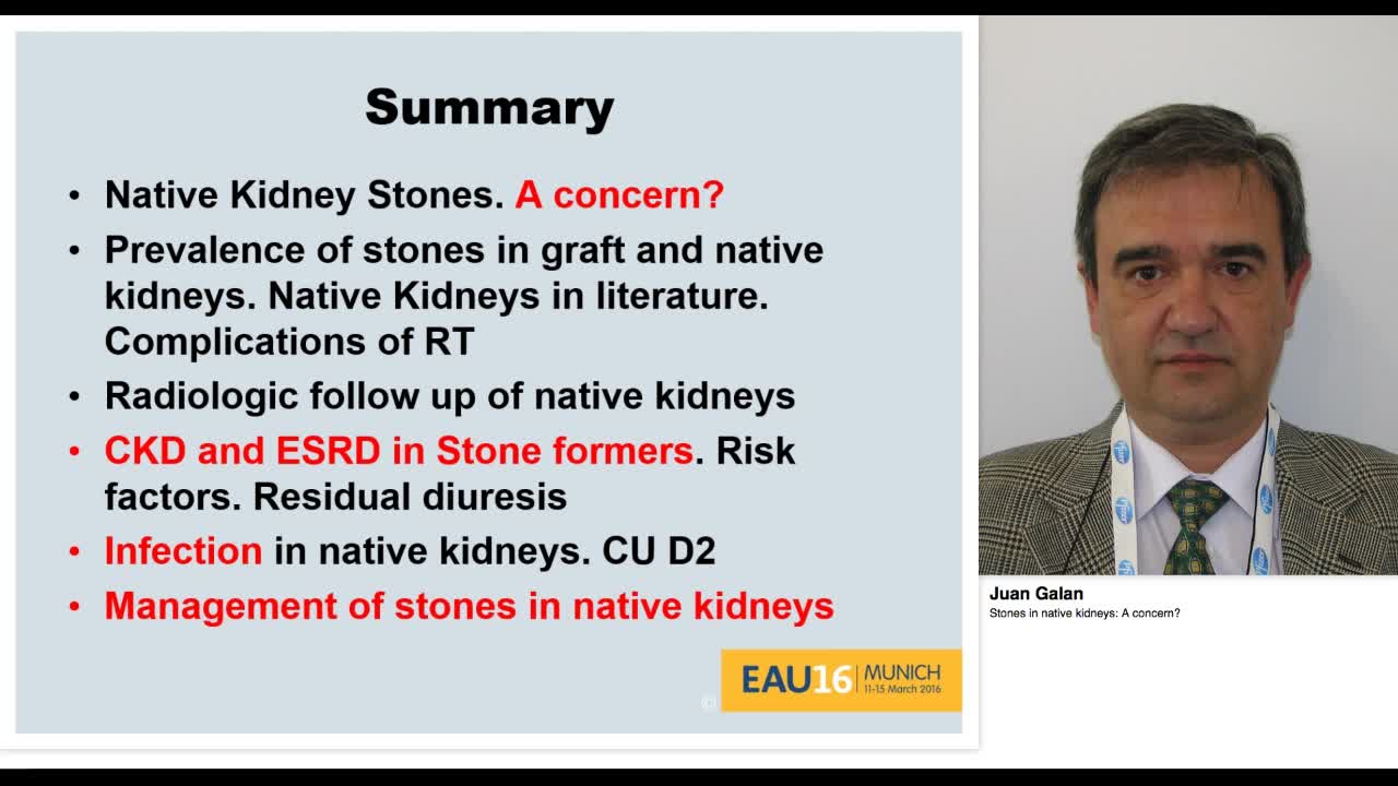 Stones in native kidneys, A concern.