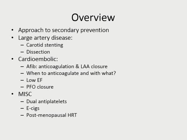 Controversies in Stroke Ischemic Stroke Prevention