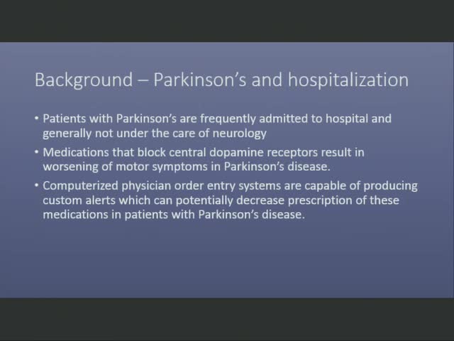 Computerized Alerts Can Decrease Ordering of Dopamine Blocking Drugs for Hospitalized Patients with Parkinson's Disease