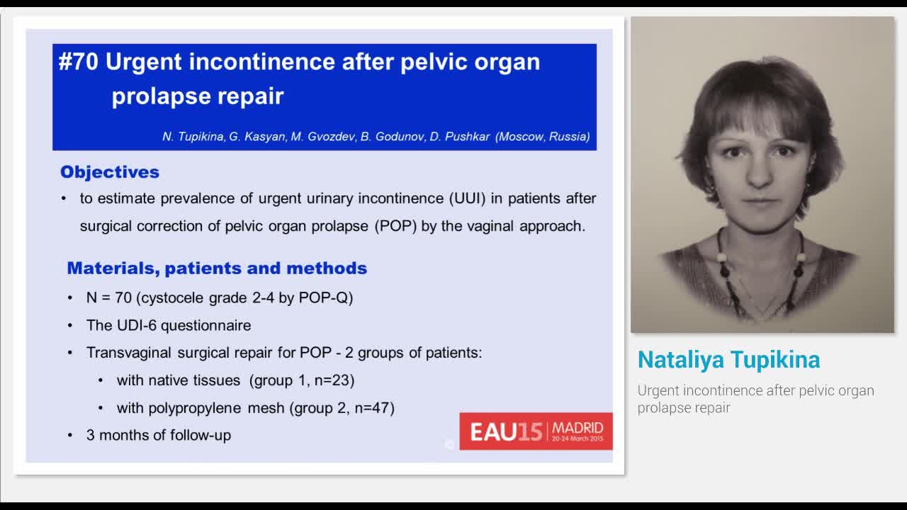 Urgent incontinence after pelvic organ prolapse repair