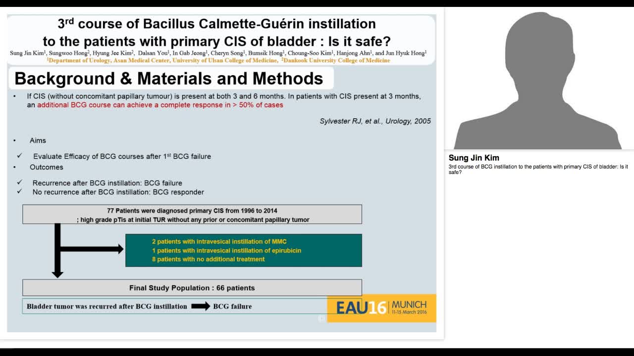3rd course of BCG instillation to the patients with prima-