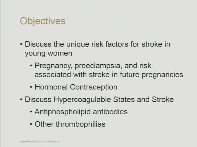 Sex-Related Factors in Stroke