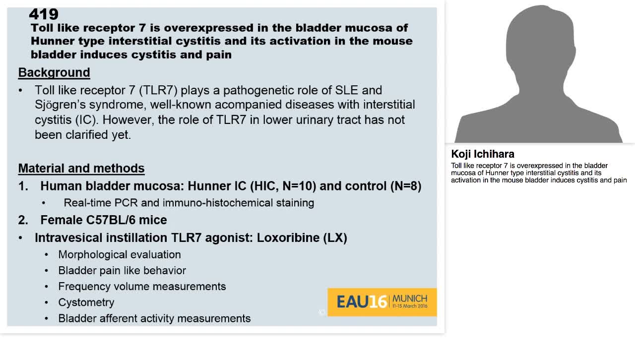 Toll like receptor 7 is overexpressed in the bladder muco-
