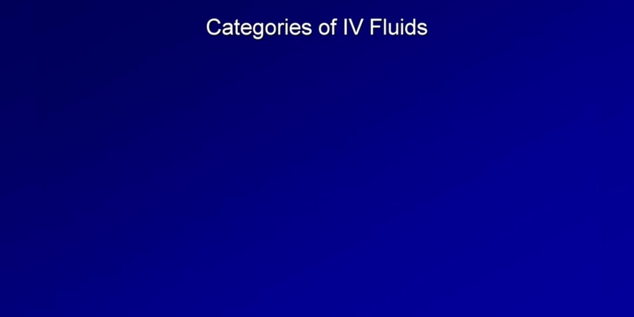 静脉输液之类别、成分与适应症