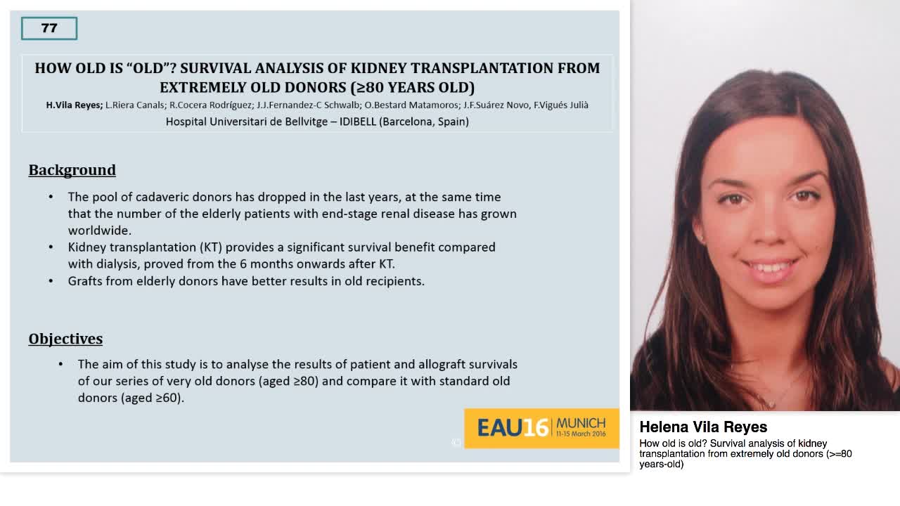 How old is old. Survival analysis of kidney transplantati-