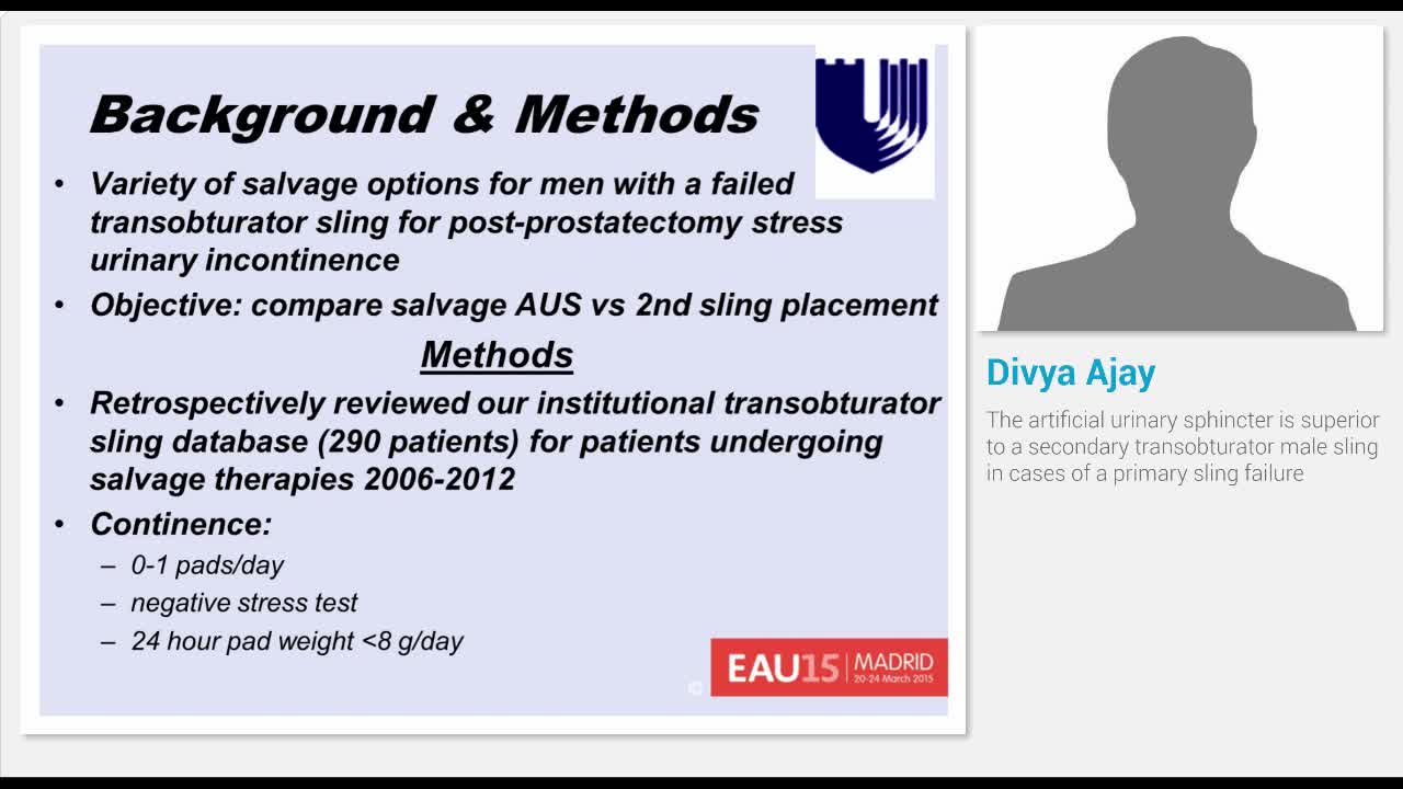 The artificial urinary sphincter is superior to a seconda..-