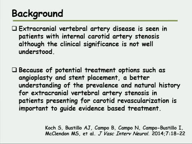 Prevalence, Risk Factors, and Clinical Significance of Asymptomatic Extracranial Vertebral Artery Disease in Paitents with Sympt