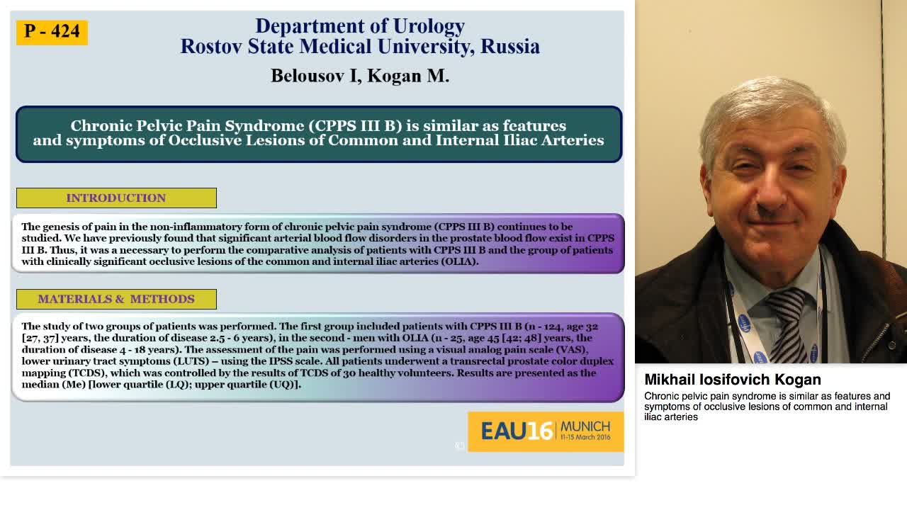 Chronic pelvic pain syndrome is similar as features and s-