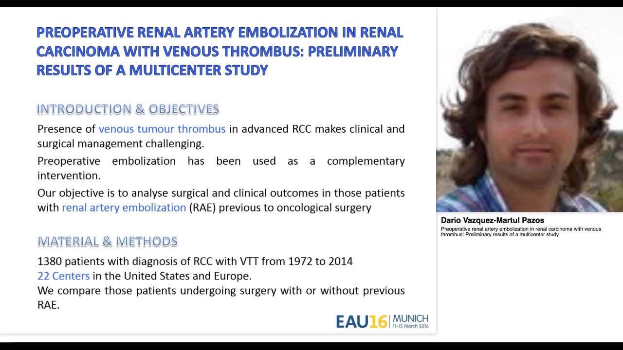 Preoperative renal artery embolization in renal carcinoma-