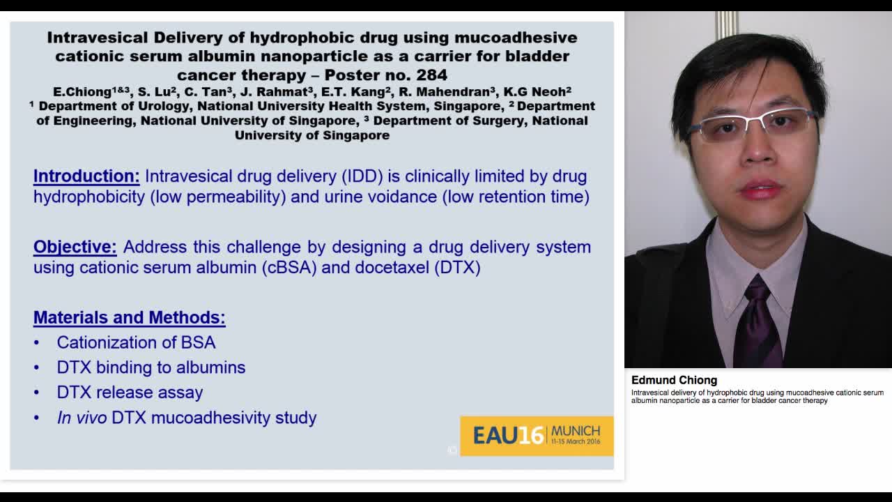 Intravesical delivery of hydrophobic drug using mucoadhes-